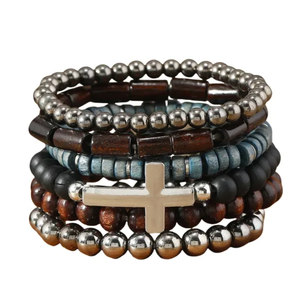 Adjustable Leather Beaded Wrap Bracelets Set - Image 13