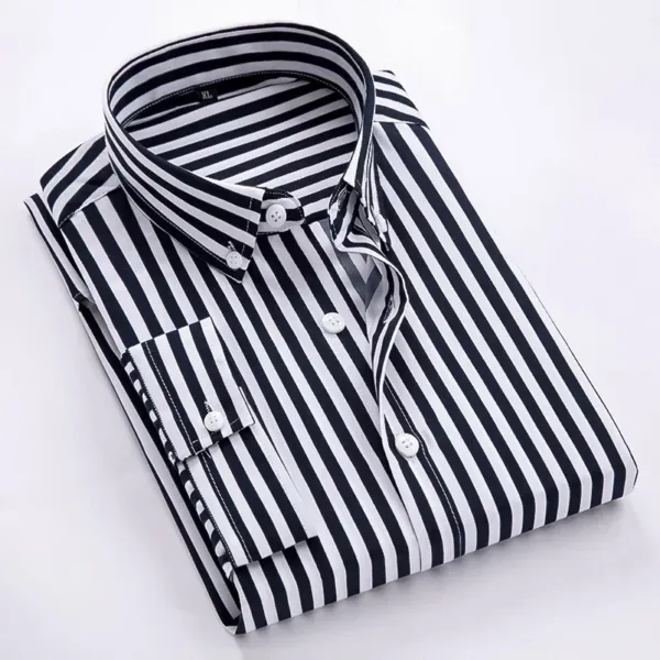 Striped Casual Long Sleeve Shirt for Men - Image 3