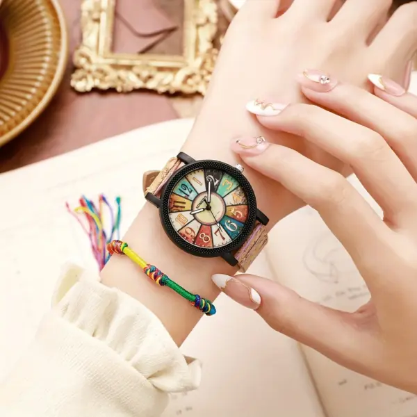 2PCS Women's Vintage Leather Quartz Watch Set - Image 7