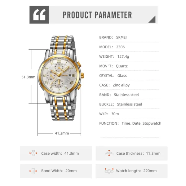 Men's Women's Stainless Steel Quartz Watch - Image 6