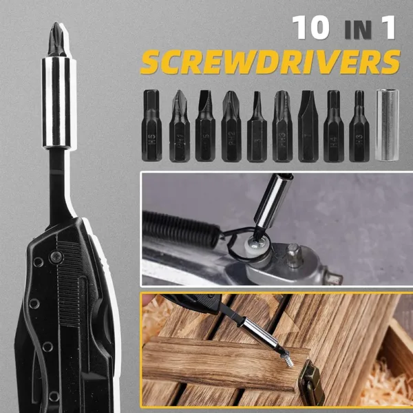 Multifunctional Black Multi-Tool with Screwdriver Set - Image 4