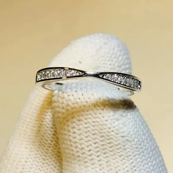 Brilliant Cubic Zirconia Wedding Band Ring - Image 13