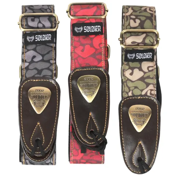 Adjustable Camouflage Guitar Strap with Leather Ends - Image 2