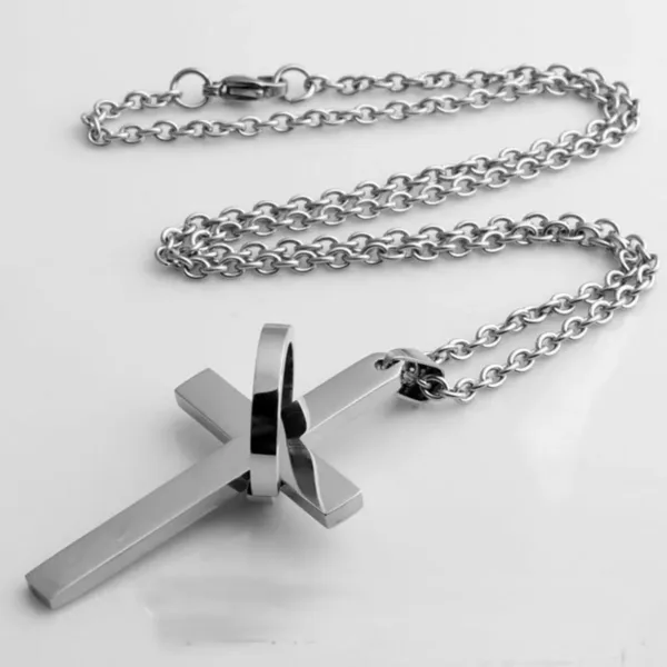 Cross Pendant Necklace in Stainless Steel - Image 2