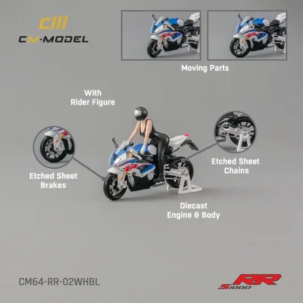 1/64 Scale S1000RR/Nine-T Diecast Motorcycle Model - Image 3