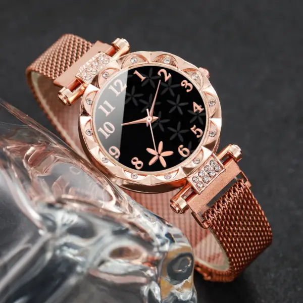 2PCS Fashion Flower Dial Women's Watch Set - Image 4