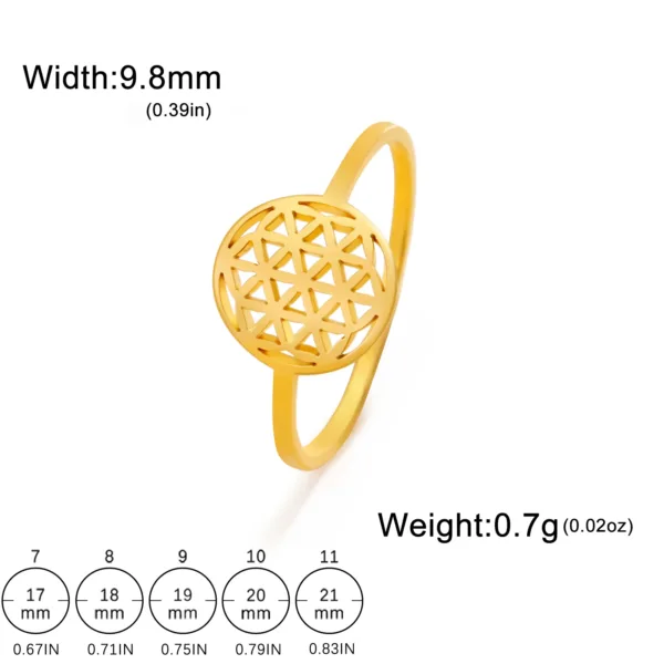 Flower of Life Vintage Stainless Steel Ring - Image 8