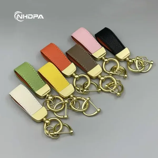 Leather Car Keychain with Metal Logos - Image 5