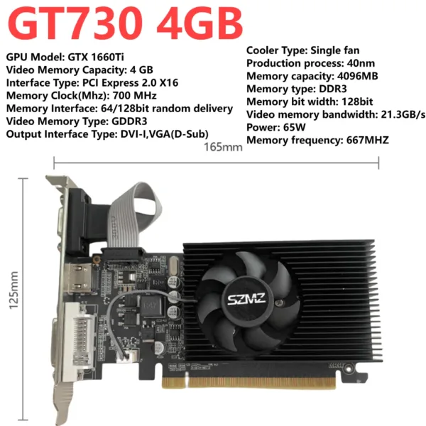 GT730 4GB DDR5 Graphics Card PCI-E 2.0 - Image 8