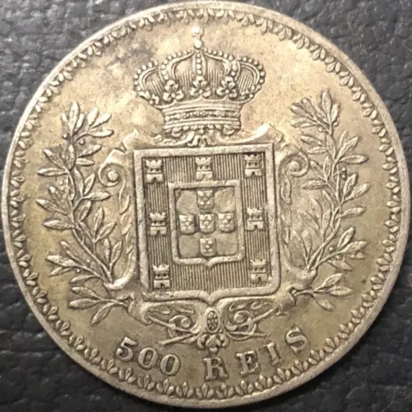 1895 Portugal 500 Reis Antique Coin Replica - Image 2