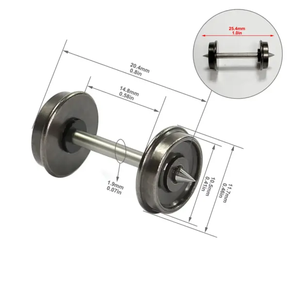 36-Inch Metal Wheels for HO Scale Trains