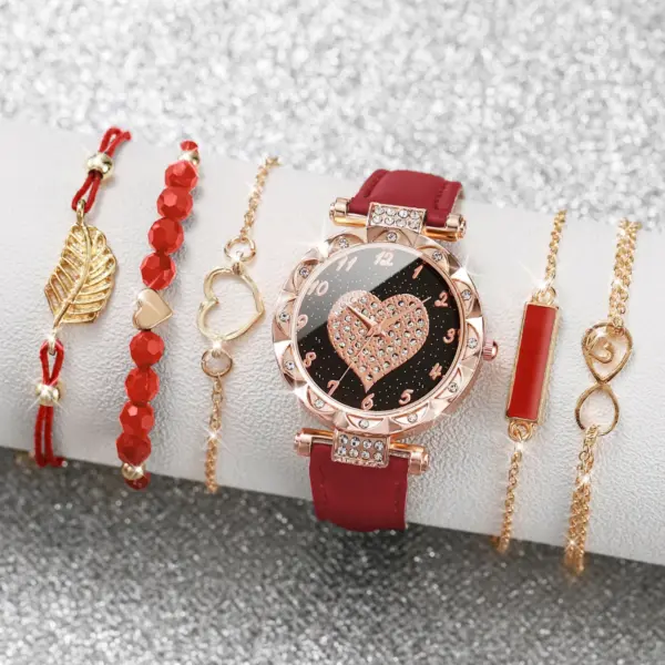 6PCS Women's Quartz Watch and Bracelet Set - Image 3