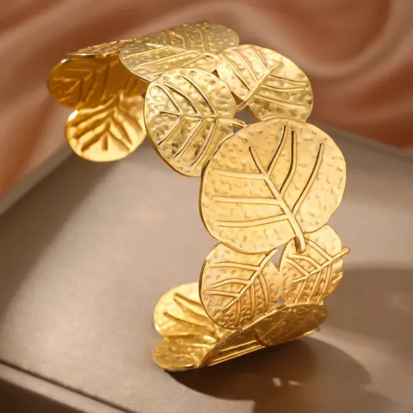 Gold Flower Hollow Cuff Bracelet for Women