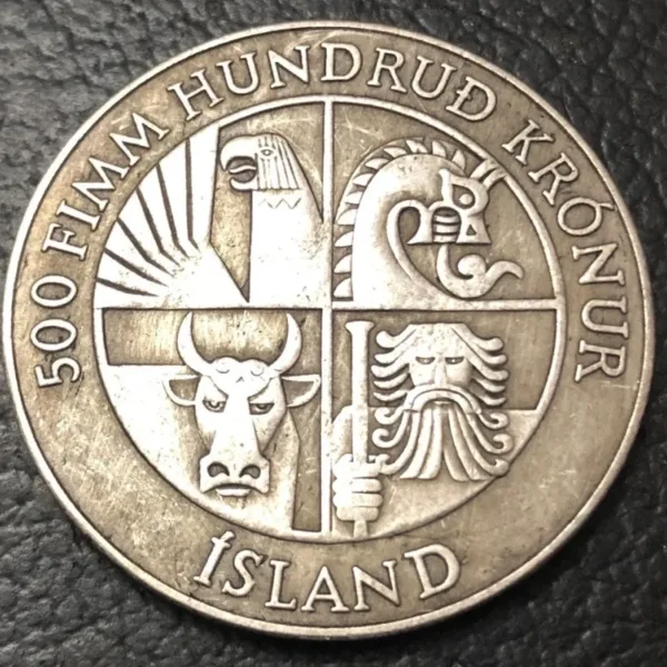 1974 Iceland 1000 Kronur Silver Plated Coin - Image 2