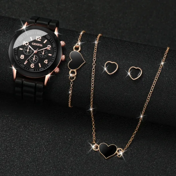 4PCS Women's Watch and Heart Jewelry Set - Image 8