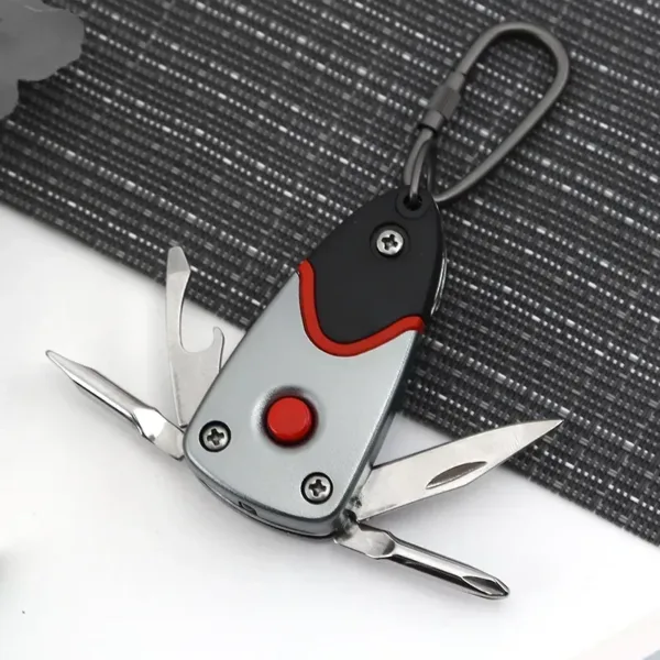 6-in-1 Folding Mini Keychain Knife with LED