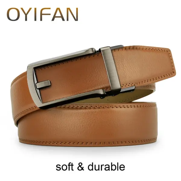 Luxury Men's Genuine Leather Belt Orange