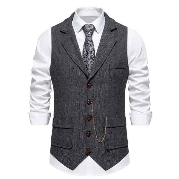 Men's Herringbone Tweed Suit Vest XXL - Image 7