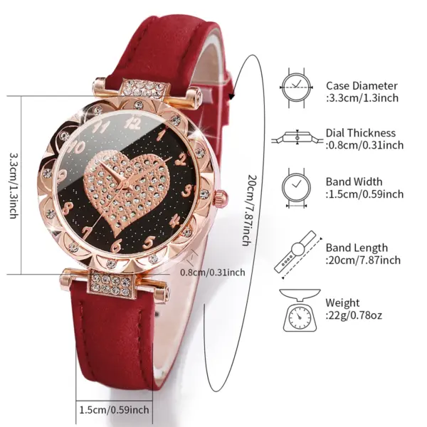 6PCS Women's Quartz Watch and Bracelet Set - Image 5