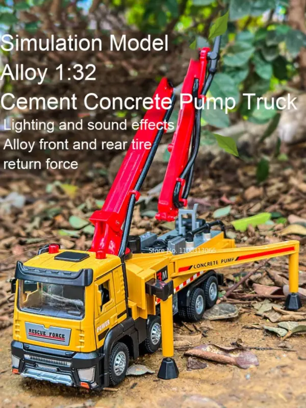 1:32 Alloy Cement Concrete Pump Truck Toy