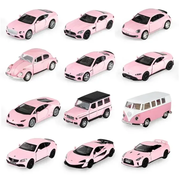 1:36 Pink Benz Diecast Alloy Model Car - Image 2