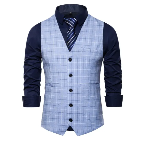 Men's Plaid Formal Waistcoat for Events - Image 2