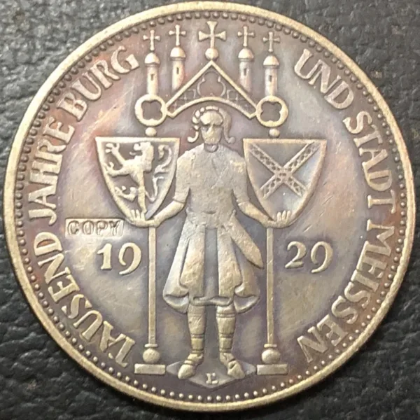 1929 Germany 5 Reichsmark Antique Replica Coin - Image 3