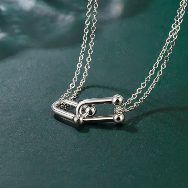 Double-ring Horseshoe Buckle Necklace - Image 2