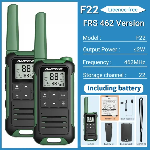 2pcs Baofeng F22 Long Range Walkie Talkies - Image 9