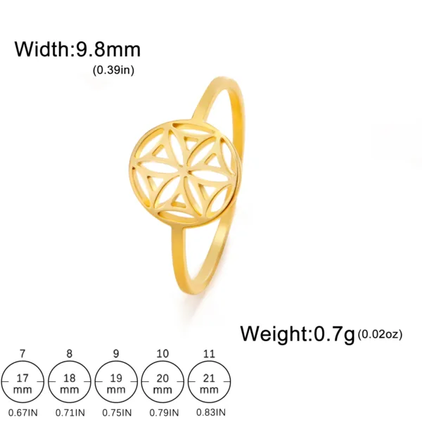 Flower of Life Vintage Stainless Steel Ring - Image 11