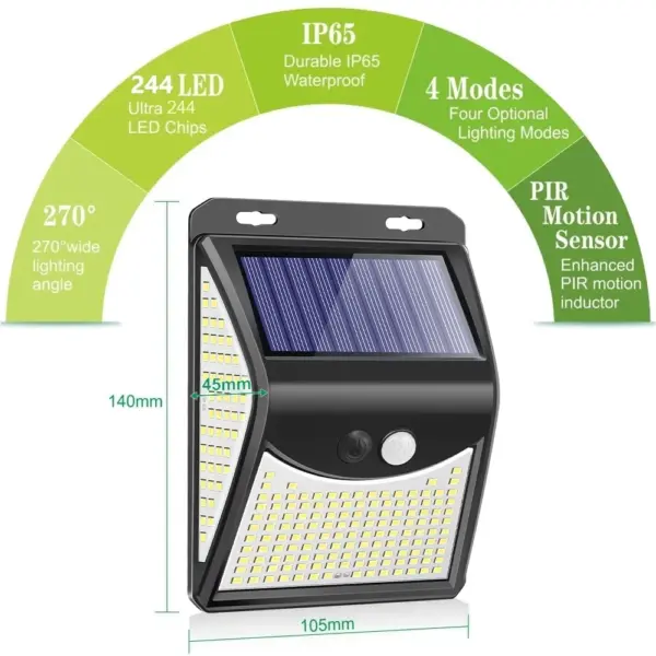 244 LED Solar Motion Sensor Outdoor Light - Image 2