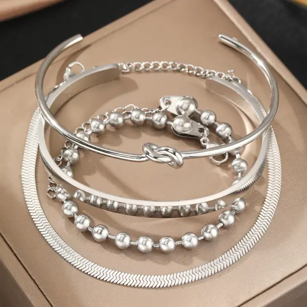 Stainless Steel Bracelet Jewelry Set for Women - Image 4