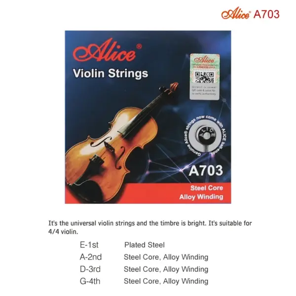 Alice A703 Stainless Steel Violin Strings Set - Image 6