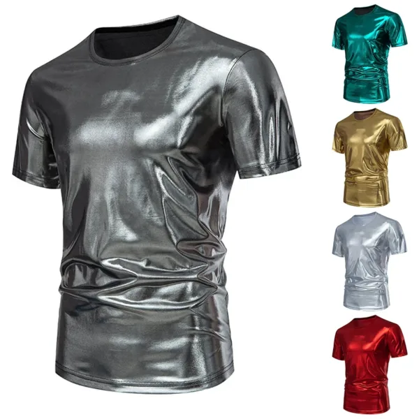 Men's Glossy Silver Gold Casual Party T-Shirt