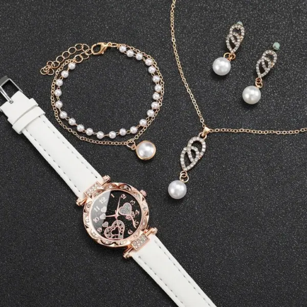 4-Piece Women's Rhinestone Watch and Jewelry Set - Image 3