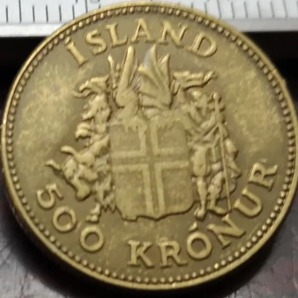 1961 Iceland 500 Kronur Gold Replica Coin - Image 3