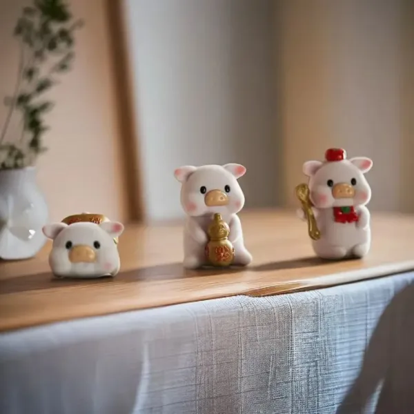 Cute Mini Resin Pig Figures Set of 6 - Image 4