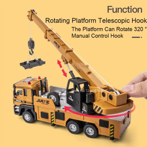 1/50 Scale Yellow Diecast Crane Truck Toy - Image 4