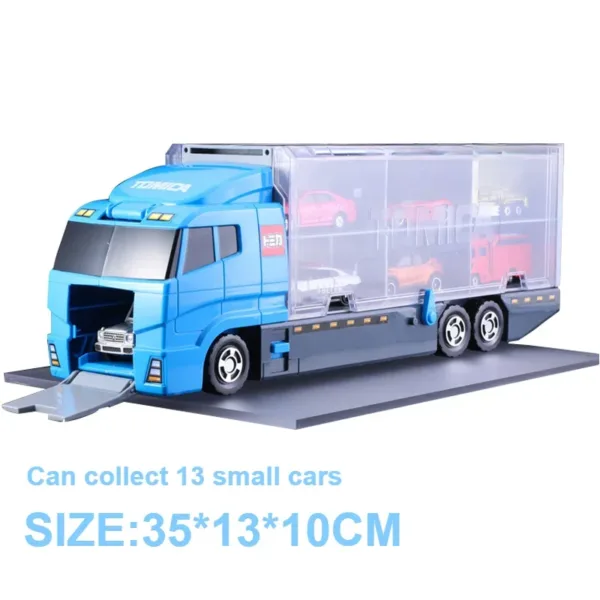 Blue Multifunctional Diecast Truck Toy with Cars - Image 3