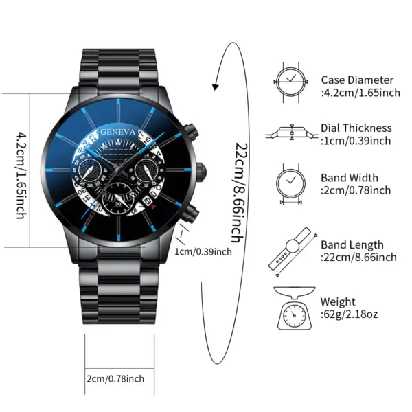 Men's Quartz Watch and Bracelet Set 2PCS - Image 6