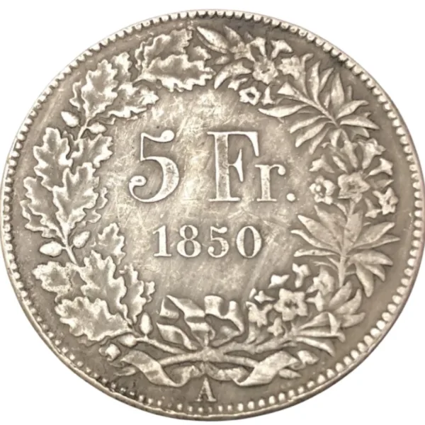 1850 Silver Plated 5 Franken Copy Coin