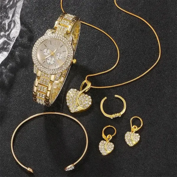 Gold Women's Quartz Watch Jewelry Set - Image 2