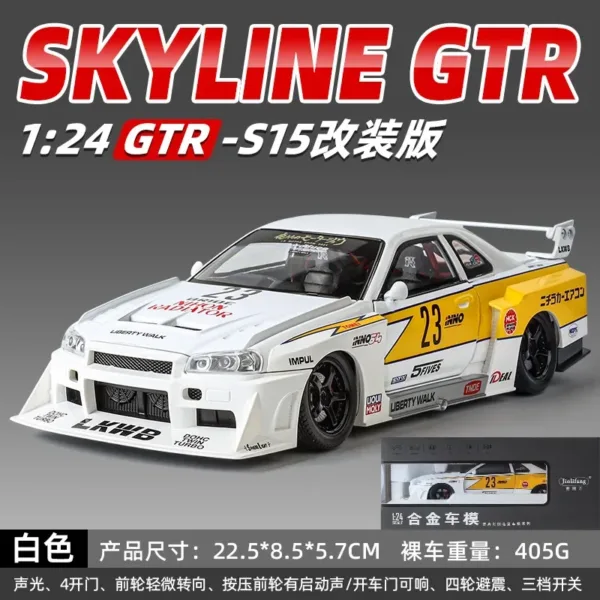 1:24 Nissan GTR R34 Skyline Alloy Model Car - Image 9