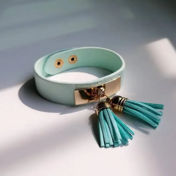 Neon Leather Tassel Bracelets for Women - Image 10