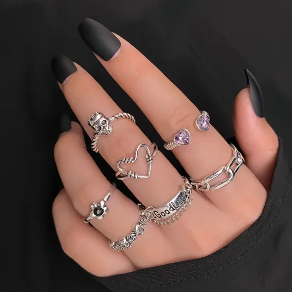 Skull Rings Set Vintage Gothic for Women - Image 6