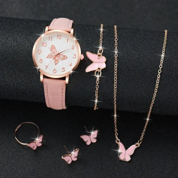 6PCS Women's Butterfly Jewelry & Watch Set - Image 2