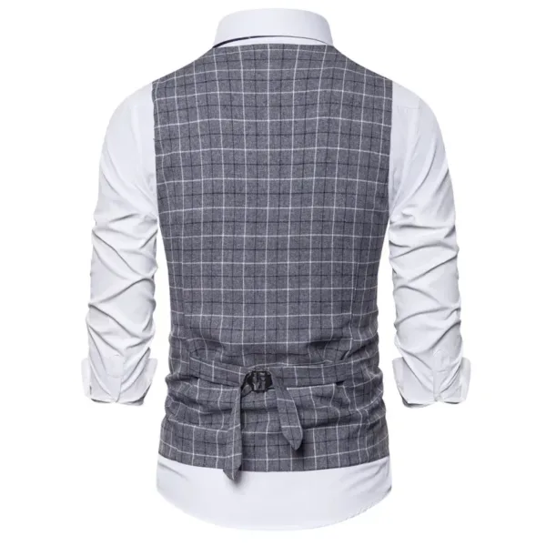 Men's Plaid Formal Waistcoat for Events - Image 5