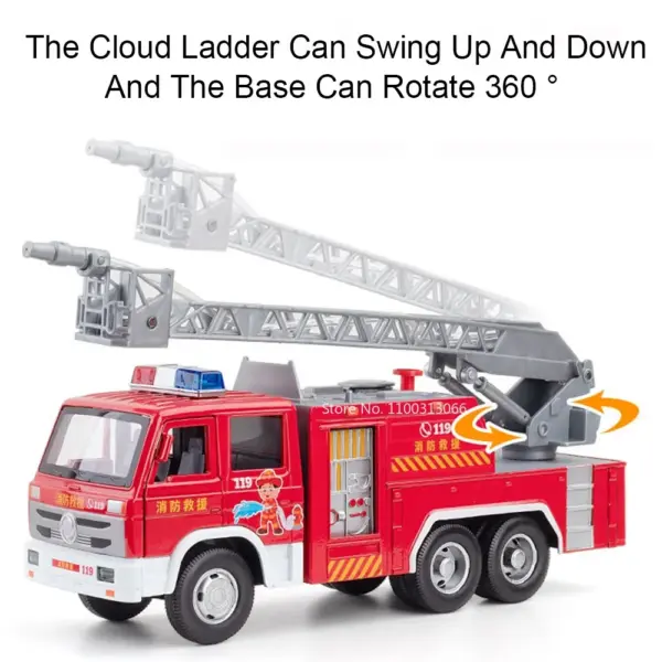 1:32 Diecast Fire Engine Toy with Sound - Image 5