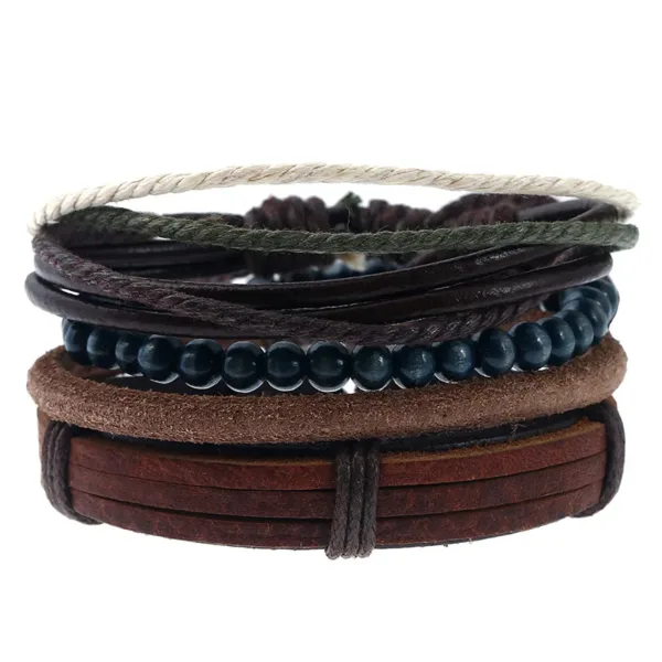 Multilayer Leather Charm Bracelets Set of 4 - Image 5