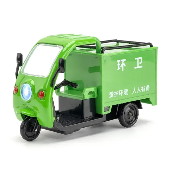 1:32 Green Sanitation Tricycle Diecast Model - Image 7